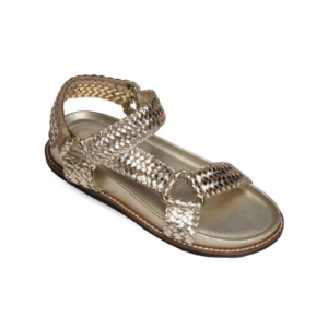 Gold Weave – Sandale plateforme tressée