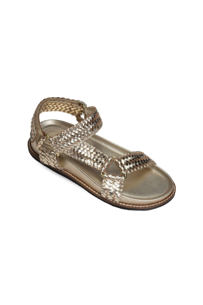 Gold Weave – Sandale plateforme tressée